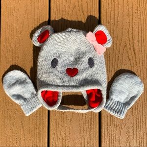 5 for $25 MOUSE KNIT HAT WITH MATCHING MITTENS INFANT/TODDLER SIZE
